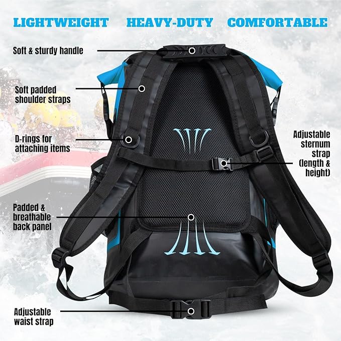 TACTIKO 30L Heavy-Duty 100% Waterproof Backpack Roll Top Dry Bags for Kayaking Hiking Camping Survival