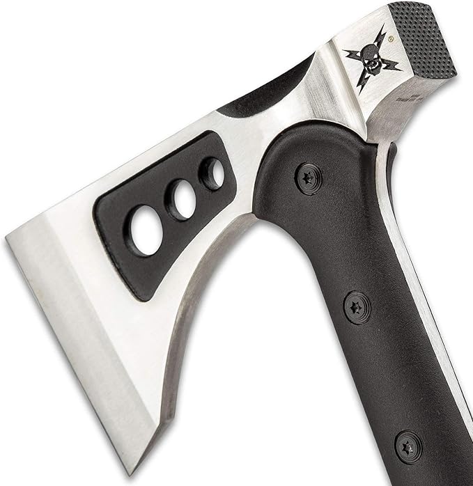 M48 Woodsman Axe with Sheath – 2Cr12 Cast Stainless Steel Head Black Oxide Coating Nylon Fiber Handle Nylon Belt Sheath – Ideal Camping Companion Tool - 15 1/2 Overall