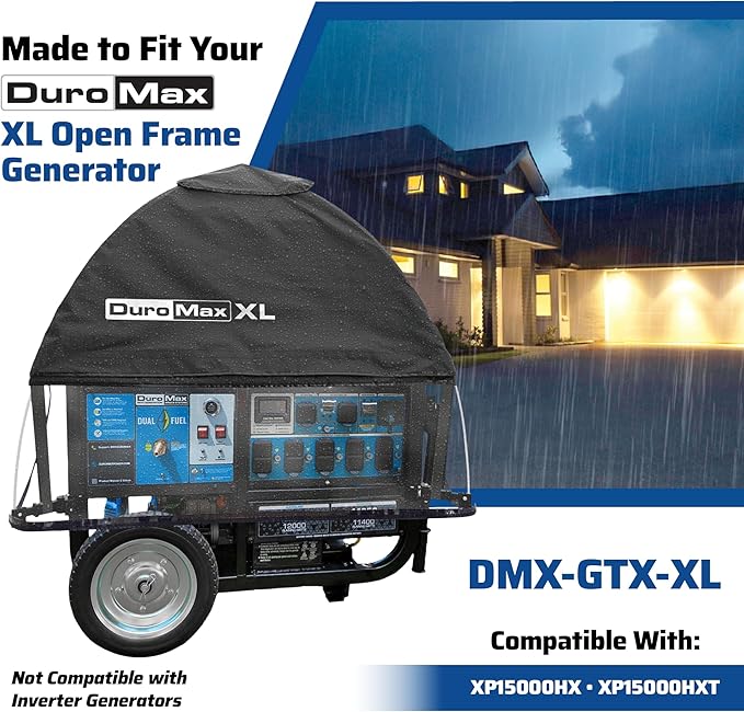 DuroMax DMX-GTX-XL XL Portable Generator Running Cover – Weatherproof Outdoor Vinyl Canopy Fire- &amp Wind-Resistant Universal Open Frame Fit
