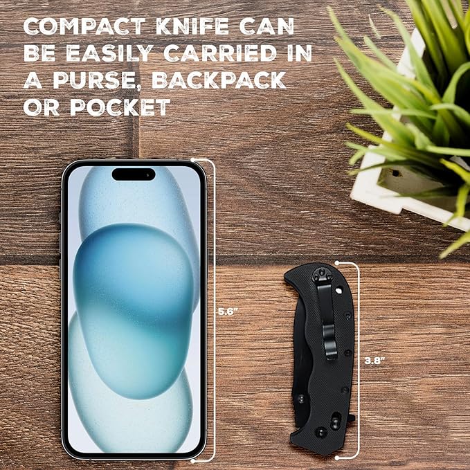 Serrated Pocket Knife 3 Sharp D2 Blade Big Pocket Knife 7.5 Total Length Textured G10 scale Crossbar Lock Reversible Clip Ball Bearing Pivot Ideal for Hunting Camping Pocket Knife EDC Ser