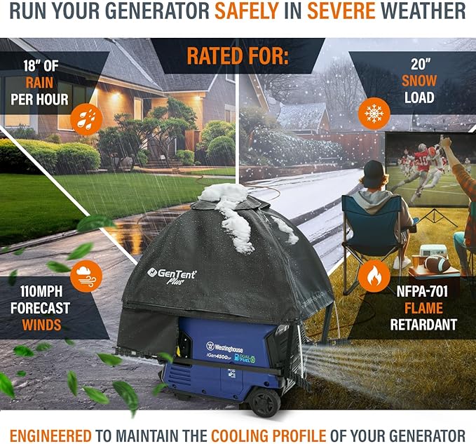 GenTent Inverter Running Cover – Generator Tent for Fully Encased Inverters (Black Original - Plus)