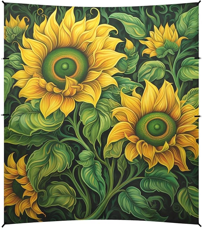 ALAZA Autumn Spring Sunflowers with Green Beach Tent Sun Shelter Portable Canopy Sunshade for Outdoor Camping Picnics Backyard Fun 10x9 ft