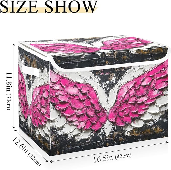 Storage Cube with Lid Wings Pastel Print 16.5×12.6×11.8 IN Collapsible Large Capacity Foldable Storage Basket Bin Organizer