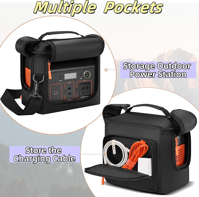 Carrying Case Compatible with Jackery Explorer 300/300 Plus/290/290 Plus/240/240 v2 - Protective Soft Bag with Multiple Pockets for Portable Power Station Accessories