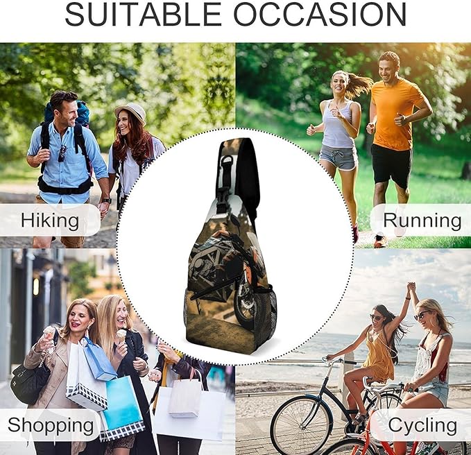 Sport Motorcycle Sling Bag Chest Shoulder Backpack Crossbody Bags Travel Chest Pack Anti Theft Fanny Pack Men Women