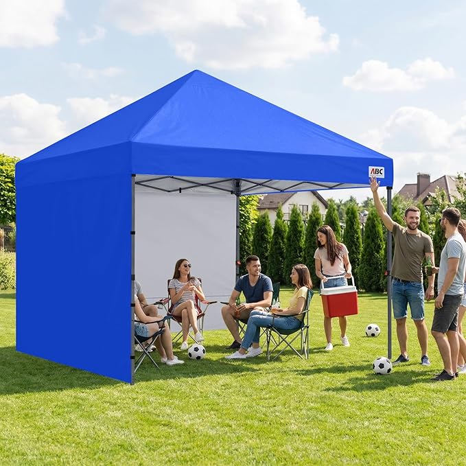 ABCCANOPY Easy Pop up Canopy Tent with 2 Sidewalls for Outdoor Sun Blocking or Rain Protection10x10 Royal Blue