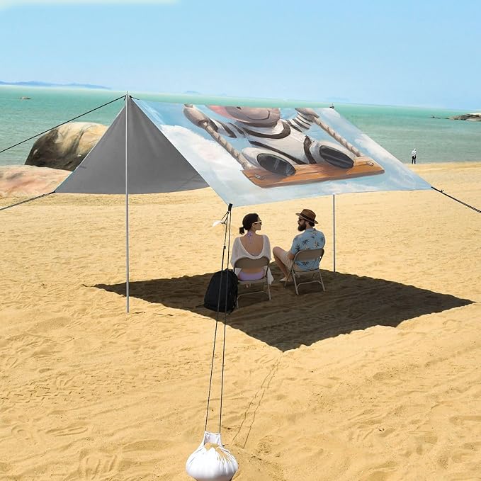 ALAZA Cute Zebra Sit and Swing Blue Sky and Cloud Beach Tent Sun Shelter Portable Canopy Sunshade for Outdoor Camping Picnics Backyard Fun 10x9 ft