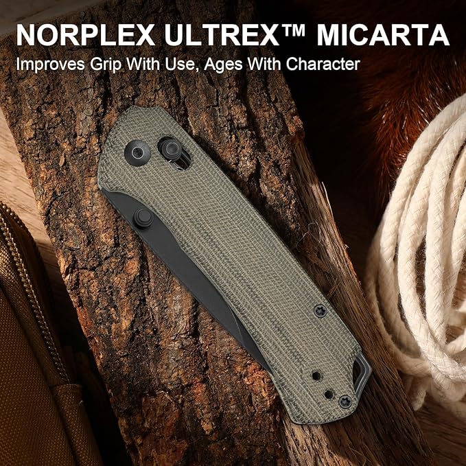 Kizer T1 CD EDC Pocket Knife 3.2 Nitro-V Steel Drop Point Folding Knives with Micarta Handle Sided Thumb Studs Opener Clutch Lock for Camping Hiking Fishing V3490.2CA1