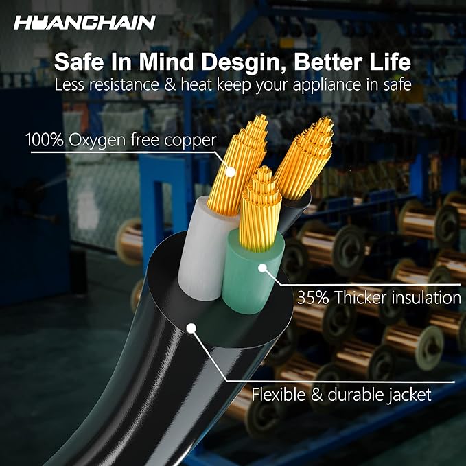 HUANCHAIN 3 Prong 30 Amp Generator Cord 10 Feet Heavy DutyNEMA L5-30P/L5-30R 10 Gauge 125V SJTW Green Lock Generator Extension Cord Waterproof ETL Listed