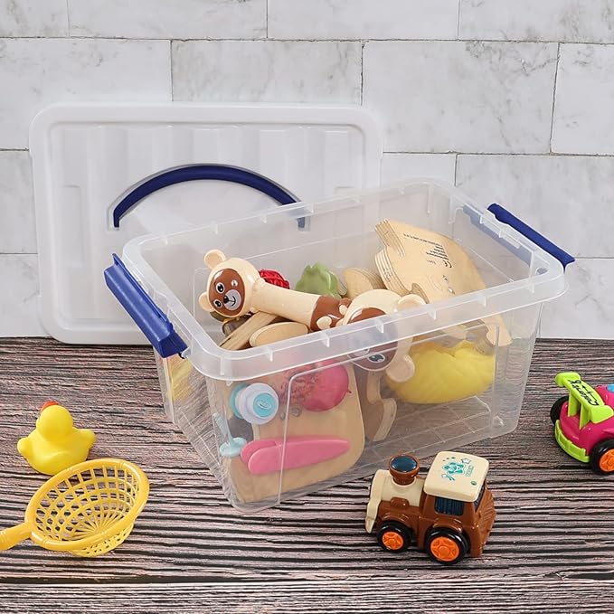 Kiddream 7 Quart Clear Plastic Box Bins 6-pack Small Storage Bins with Lids