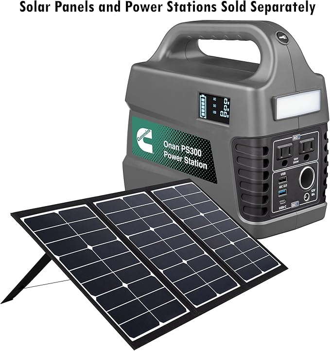 Cummins Portable 60W Solar Panel for Portable Power Stations iPhone iPad Tablets Laptop with QC 3.0 USB and USB-C Ports DC Output for Outdoors Camping RVs and TravelBlack