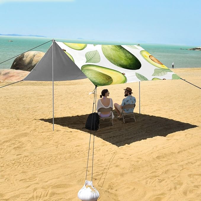 ALAZA Avocado Print Beach Tent Sun Shelter Portable Canopy Sunshade for Outdoor Camping Picnics Backyard Fun 10x9 ft