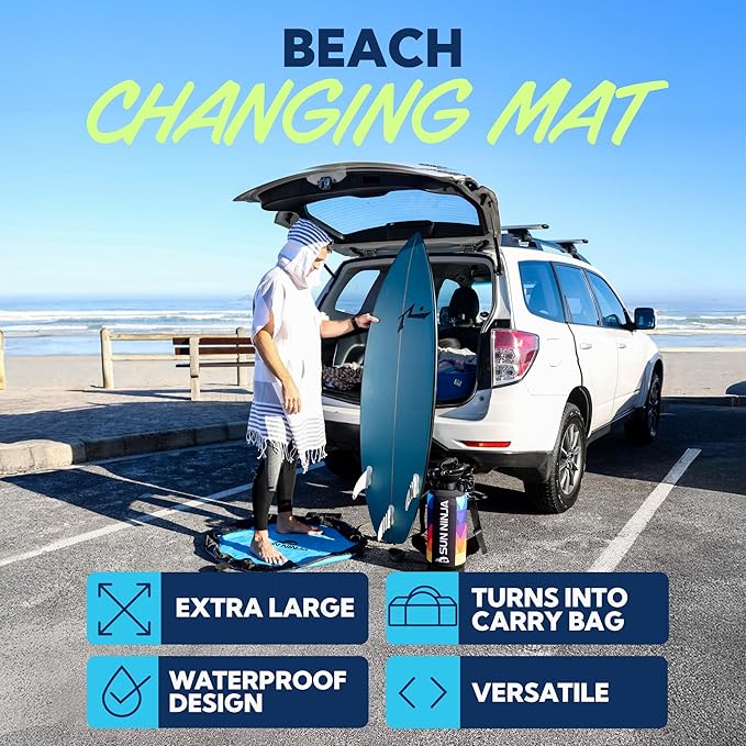 SUN NINJA Portable Shower Bundle with Wetsuit Changing Mat Outdoor Cleaning Kit Versatile for Beach Camping Boat