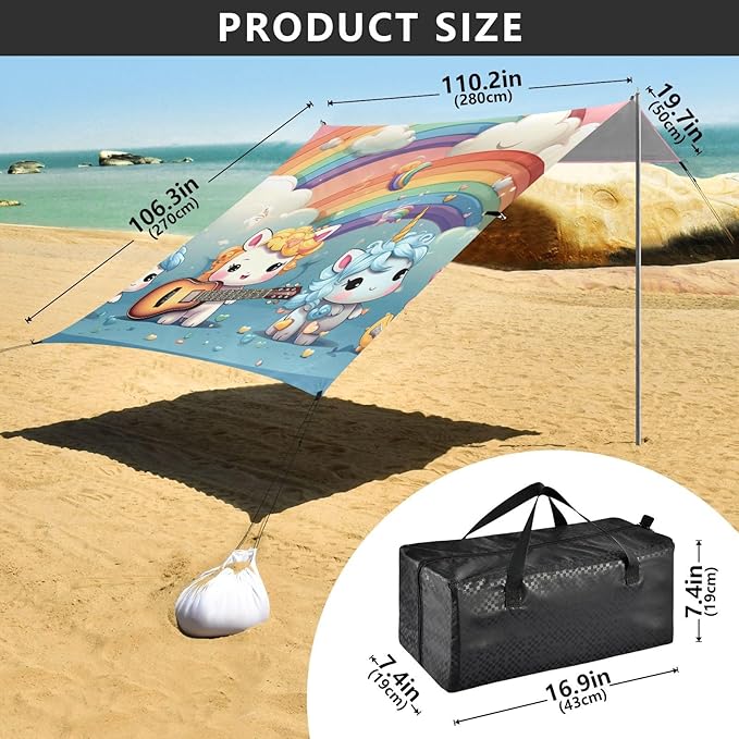 Merry Christmas Red Christmas Tree Stable Beach Tent UPF50+ Water-Resistant Portable Sun Shelter with Sand Shovel for Camping Trips Fishing Backyard Fun or Picnics