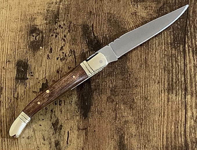 Perkin Handmade Pocket Knife with Leather Sheath - Legal Foldable Pocket Knifes for Men and Women Small EDC Lightweight Folding Knives with Laguiole Type-Gift for Unisex Adult Everyday Carry.
