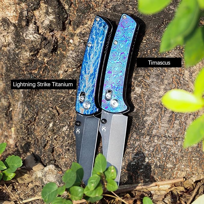 KANSEPT Elite Main Street Pocket Knife 3.36'' Blackwash 20CV Sharp Tanto Blade Timascus Handle with Axis Lock and Thumb Stud Perfect Clip for EDC Camping Survival Folding knives K1015M1