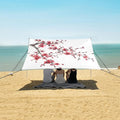 ALAZA Cherry Blossom Flower Red &amp Pink Beach Tent Sun Shelter UPF50+ Protection Beach Shade Canopy w/ 4 Sandbags for Outdoor Camping Fishing Backyard Fun Picnic 10x9 ft