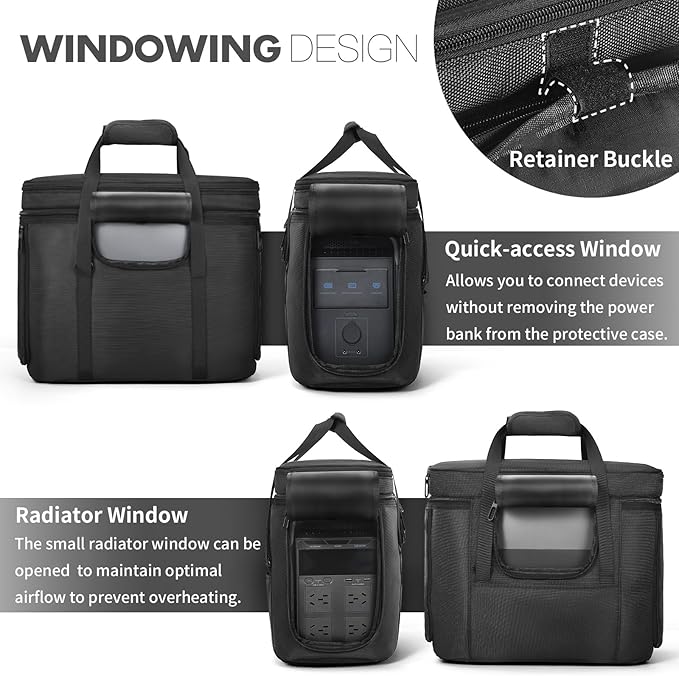 Portable Carrying Case Compatible with ECOFLOW DELTA 3 Plus/DELTA 3/Classic Protective Storage Bag for Power Station and Accessories with Multiple Quick Connect and Heat Dissipation Windows