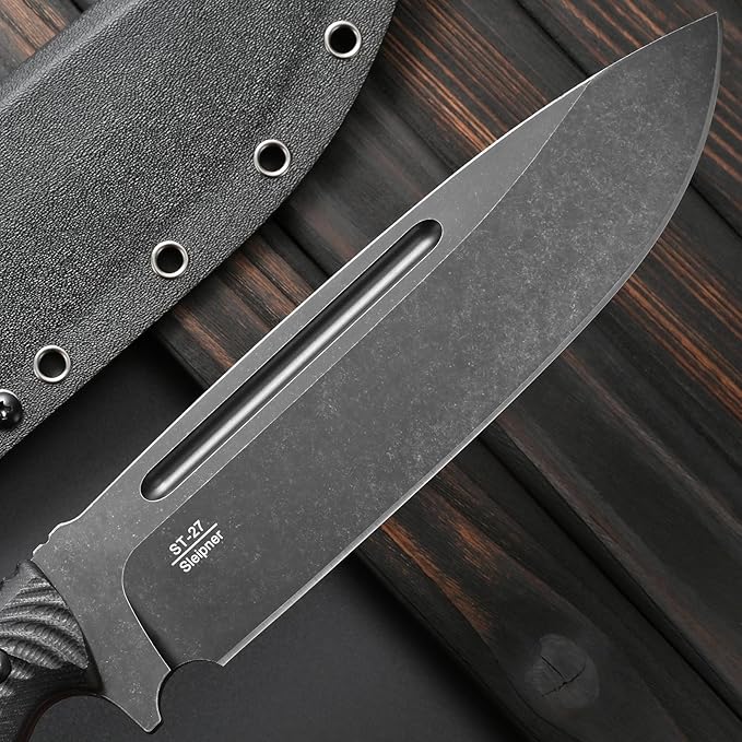 Sitivien ST27 Fixed Blade Knife 8mm Thick Sleipner Brushed Steel Blade Two Tone G10 Handle Full Tang EDC Fixed Knifes for Outdoor Camping Hunting Working