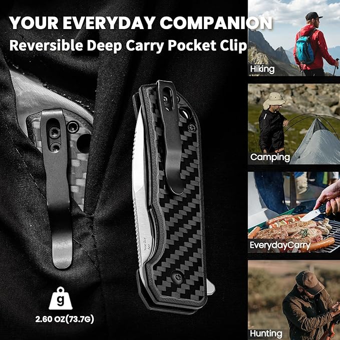 Kizer Nice Guy Pocket Folding Knife 2.84 154CM Blade Lightweight Sharp Camping and Hiking Knife G10 Carbon Fiber Handle Liner Lock Flipper Knives V3011C1