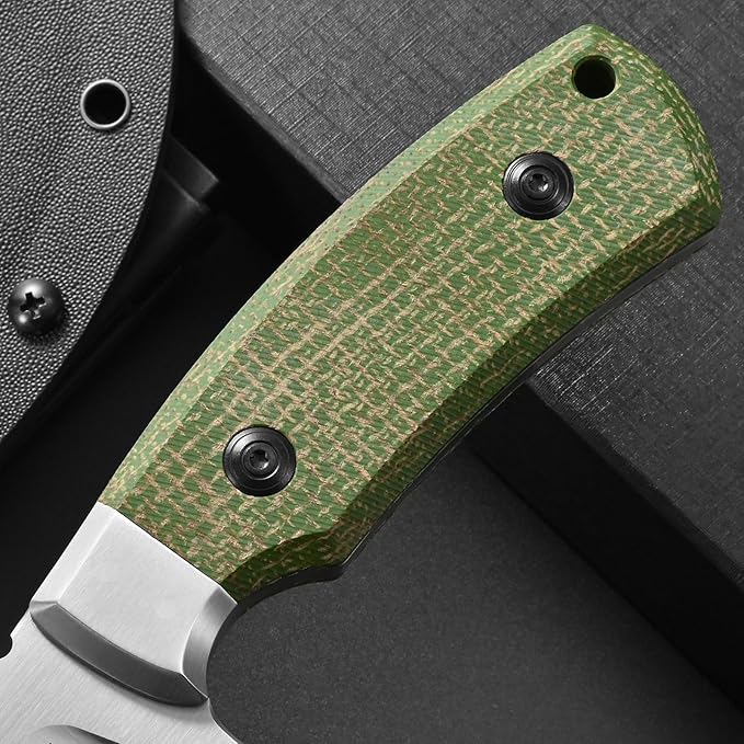 Eafengrow EF160 Fixed Blade Knife AEB-L Steel Blade Micarta &ampSteel Head Handle Full Tang Compact EDC Fix Knifes for Camping Survival
