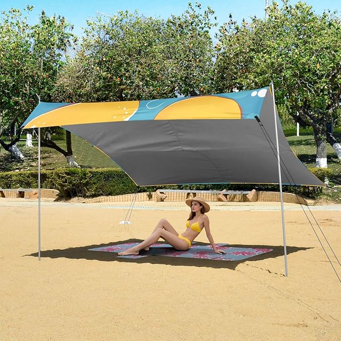 ALAZA Duck and Sunglasses Beach Tent Sun Shelter Portable Canopy Sunshade for Outdoor Camping Picnics Backyard Fun 10x9 ft