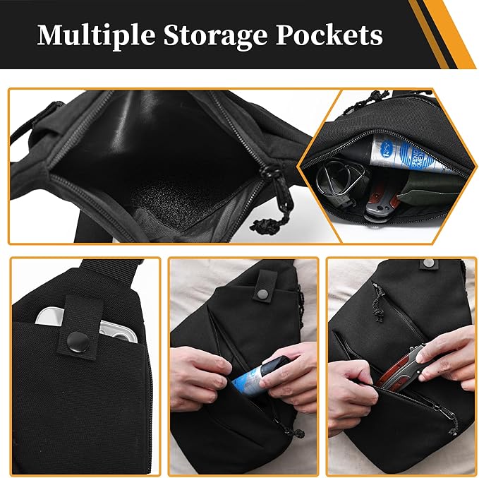 CCW Sling Bag for Concealed Carry Tactical Crossbody Sling Bag with Quick Access Compartment Low Profile Shoulder Chest Bag for Men &amp Women