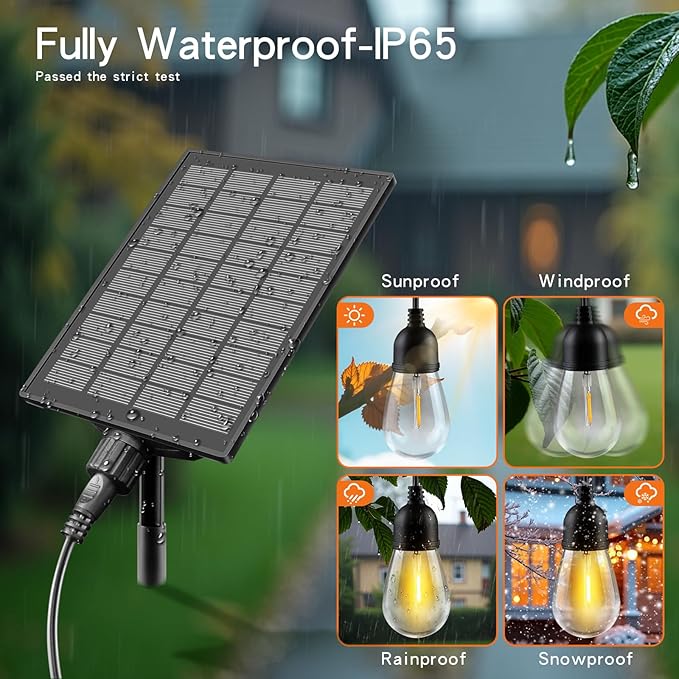 33FT Solar String Lights Outdoor Waterproof with USB Port &amp Remote Control Solar Patio Lights Long Last for 20+Hrs Dimmable Solar Power LED Shatterproof Bulbs solar lights for Camping Backyard Gar