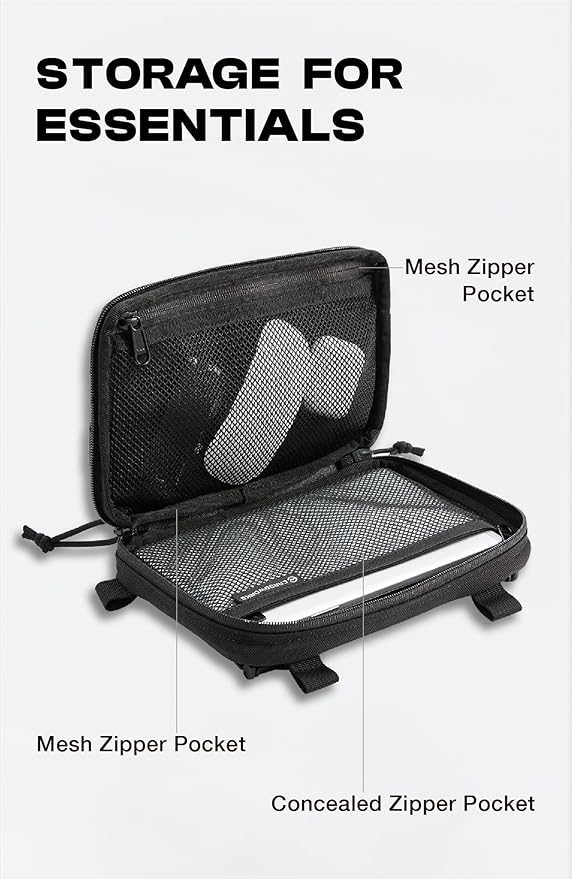 Black Tactical Molle EDC Pouch - Admin Pouch with Molle Attachments for Backpacks