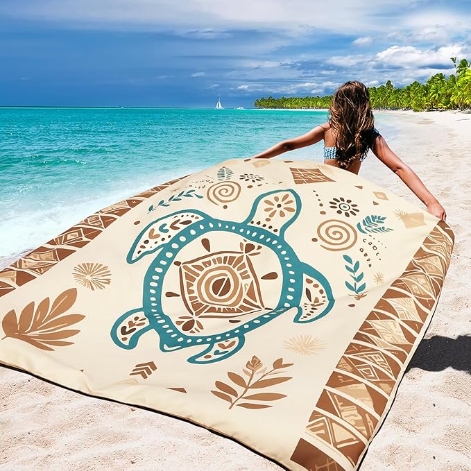 Beach Blanket Waterproof Sandproof Beach Mat 79 X 83/10'x9'for 2-8 Adults Quick Drying Outdoor Picnic Mat Beach Accessories for Travel Camping Hiking