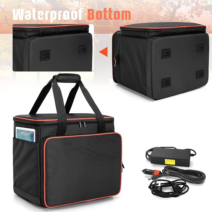 Trunab Travel Carrying Bag Compatible with Jackery Explorer 1500 Portable Power Station Storage Case with Waterproof Bottom and Front Pockets for Charging Cable and Accessories