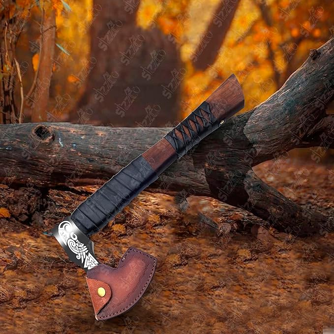Norse Viking Axe - Bearded Hatchet for Camping Throwing and Woodworking | Berserker Hand Axe Gifts for Men | Viking Gifts Tomahawk Tool for Him Christmas Anniversary Birthday Gift for Him/Her