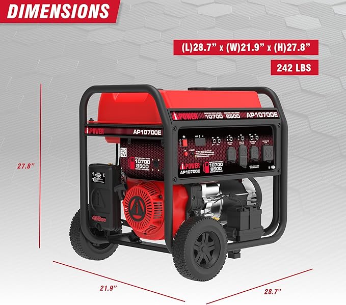 A-iPower 10700-Watt Electric Start Portable Generator Gas Powered Heavy Duty Generator with 459cc OHV Engine for Home Use Jobsite Emergency Power Outages (AP10700E)