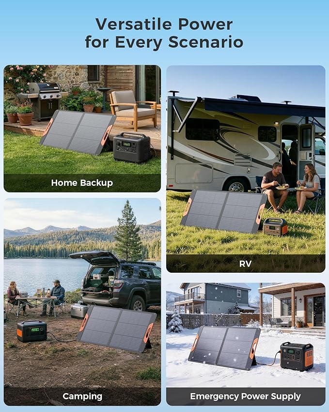 ZOUPW 100W Portable Solar Panel with 5-in-1 Cable23.5% Efficiency Mono Foldable Solar Charger for Jackery 300/Ecoflow River/Anker/BluettiIP67 Waterproof for Camping RV Off-Grid Emergency Power
