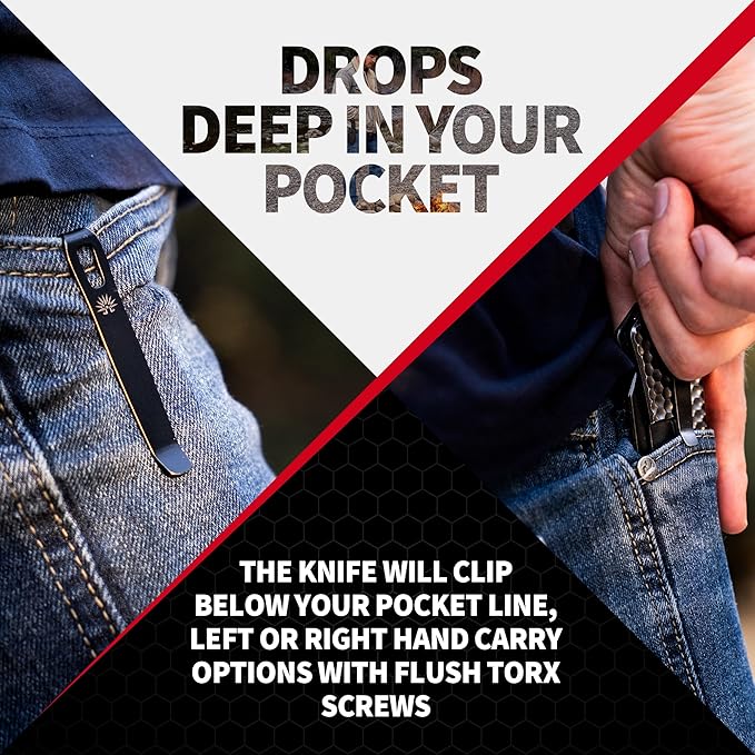 Off-Grid Knives - MAMBA V3 Large EDC Knife with MagnaCut Blade Steel Titanium Scales and Hardware Manual Ball Bearing Flipper Four Finger Grip Deep Pocket Carry (Blackout)