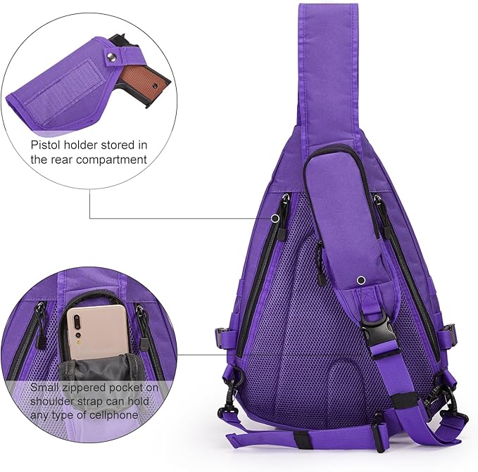 G4Free Tactical EDC Sling Backpack Military Rover Shoulder Sling Bag Pack with Pistol Holster for Concealed Carry | EDC Pack Pistol Holster Concealed Carry