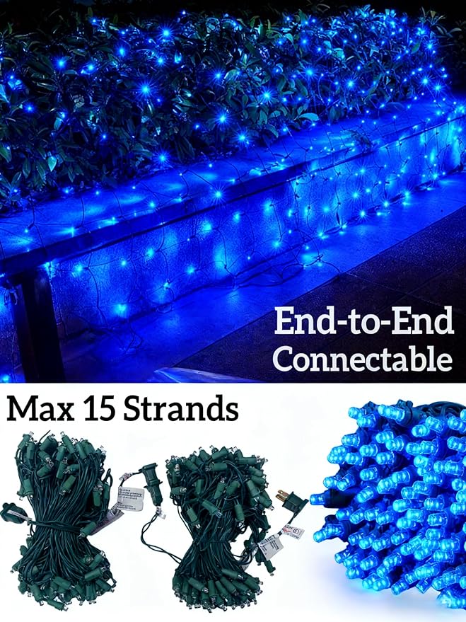 Led Christmas Net Lights for Bushes 132LED 6FT x 6FT Connectable UL Certified Net Lights for Bushes Tree Shrubs Xmas Trunk Green Wire Christmas Decorations