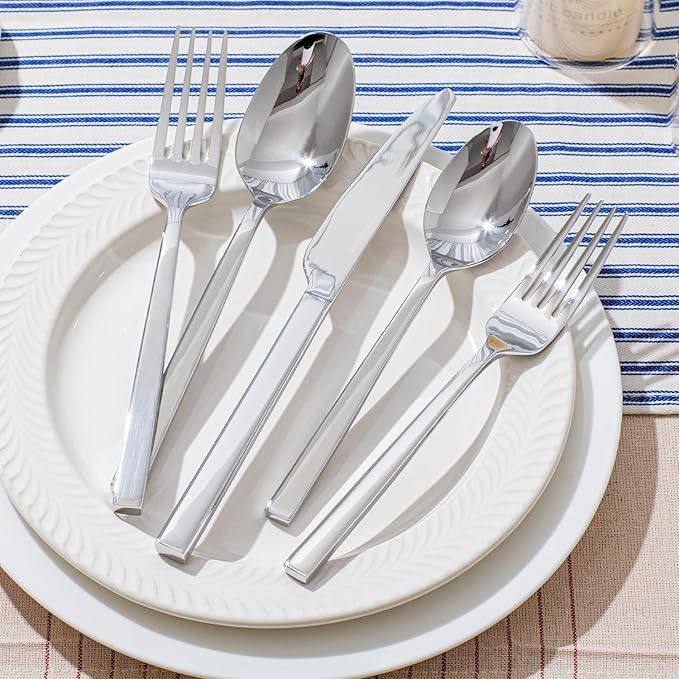 KINGSTONE Silverware Set 30-Piece Flatware Cutlery Set Premium Stainless Steel Service for 6 for Kitchen Home Wedding Party Mirror Polished and Dishwasher Safe