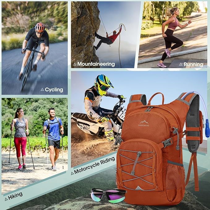 Hydration Backpack with Water Bladder 18L Lightweight Hiking Backpack for Women&ampMen Small Insulated Hydration Water Pack for Hiking Running Cycling Biking