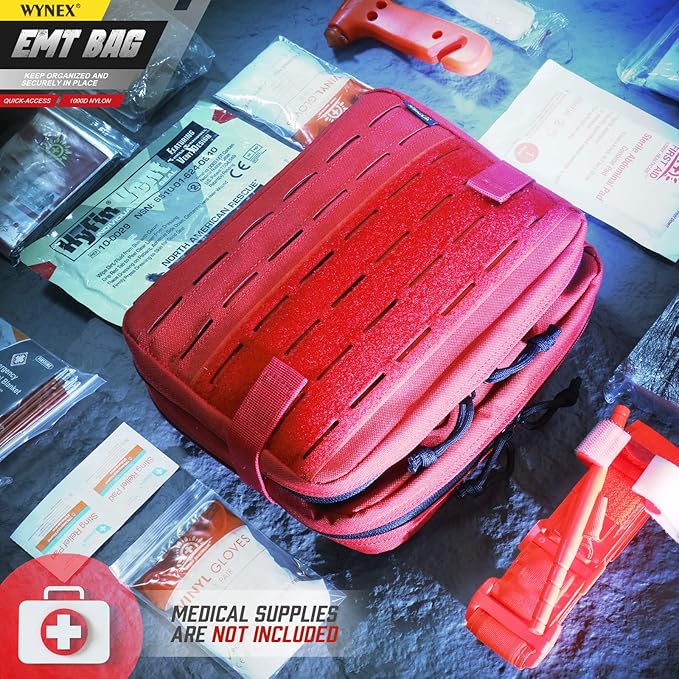 WYNEX Tactical Molle Admin Pouch of Laser Cut Design Utility Pouches Molle Attachment Military Medical EMT Organizer with Map Pocket EDC EMT Pack IFAK Tool Holder Universal U.S.A Patch Included