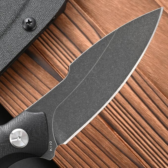 FF110 Fixed Blade Knife K110 Black Stonewashed Steel G10 Handle Full Tang Knife with Kydex Sheath for Outdoor Camping Hunting Working (Black)