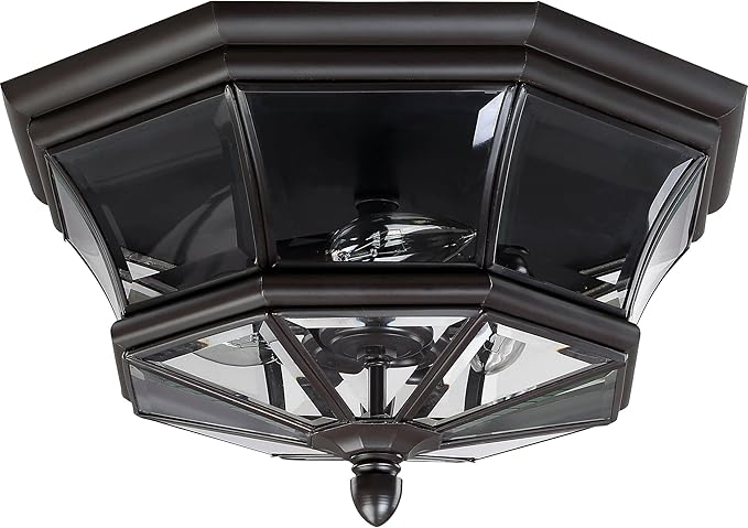 Quoizel Newbury 3-Light Medici Bronze Outdoor Flush Mount Light