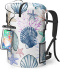 Waterproof Backpack Heavy Duty Marine Dry Bags for Kayaking Hiking Fishing Travel Backpack Roll-Top Closure Bag with Waterproof Phone Case - Sea Shell Coral Nautical Starfish 35L/55L/85L