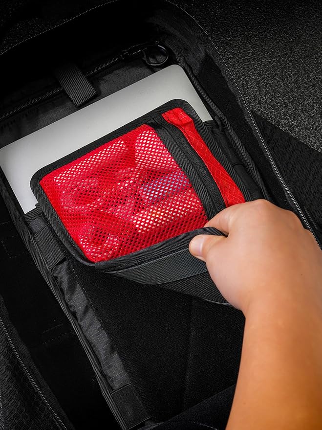 TACTICAL_GEEK EDC Organizer Board Anti-Slip Elastic Woven Board Utility Bag Insert Panel for Small Gear Backpack Accessories (TCM10-Black Red)
