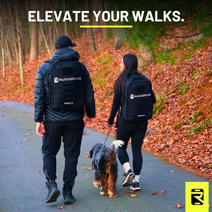 Rucking Backpack - Ridge 21L Rucksack Engineered for Rucking Ruck Pack Weight Plate Backpack Extra Padding for Running Walking Strength Training Compatible with Yes4All Ruck Weight