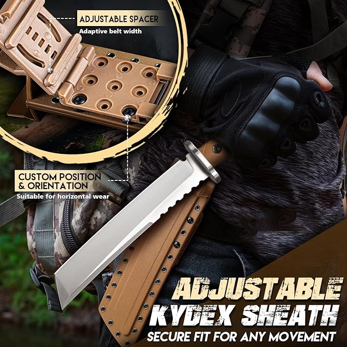 Purple Dragon Japanese Tanto Knife - D2 Steel Fixed Blade Knife with Sheath Cool Survival Knives with Full Tang Handle Bushcraft Knives for Outdoor Camping Gifts for Men