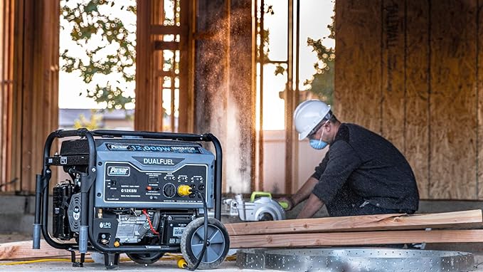 Pulsar G12KBN-SG Heavy Duty Portable Dual Fuel Generator - 9500 Rated Watts &amp 12000 Peak Watts - Gas &amp LPG - Electric Start - Transfer Switch &amp RV Ready - CARB Compliant