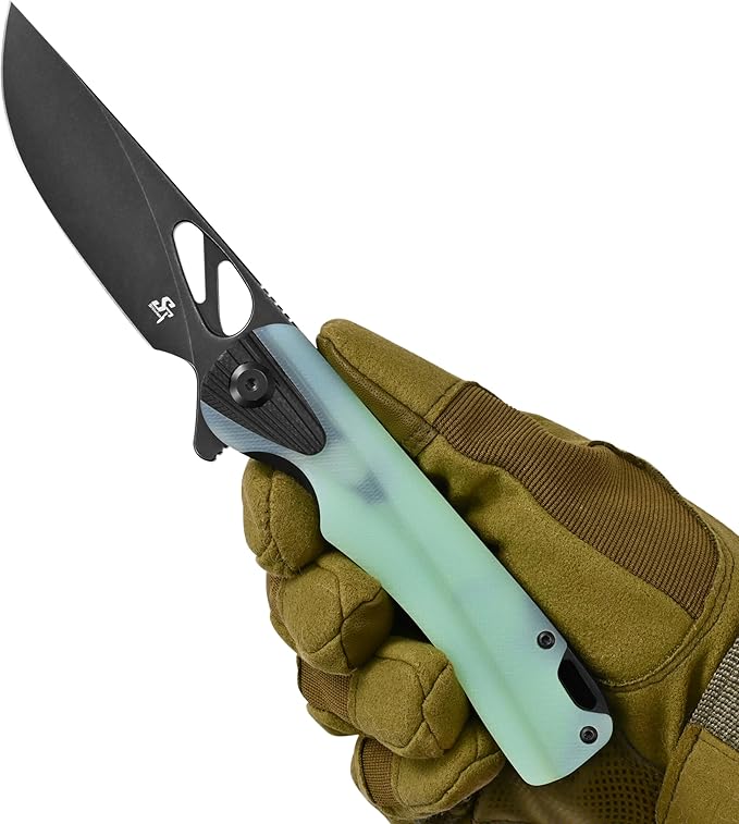 Sitivien ST165 Folding KnifeK110 Steel Blade with G10 Handle EDC Tool Knife Pocket Knife for Outdoor CampingHikingFishing(Jade)
