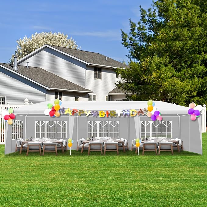 Outdoor Gazebo Canopy Wedding Party Tent Camping Shelter Commercial Instant Shelter Waterproof Tent with Removable Side Walls (10'x30' with 7 Sidewalls)