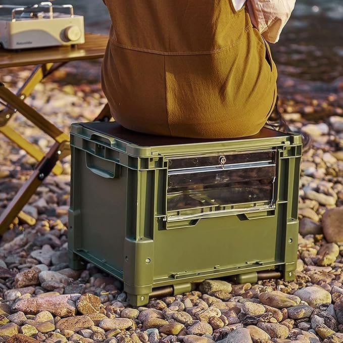 Storage Trunk Outdoor Camping Picnic Barbecue Storage Box Multifunction Folding Table Container with Extended for Garden Home Family Gathering Camping Storage Box(GrisSmall)